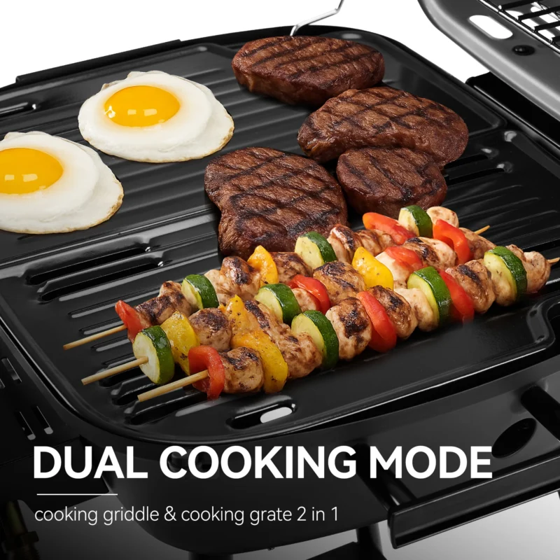 Royal Gourmet GT2003 Portable 2-Burner Gas Grill with Stand and Shelf, 2-in-1 Grill & Griddle Combo for Outdoor Camping, Tailgating and Picnics, BBQ, Gray - Image 5