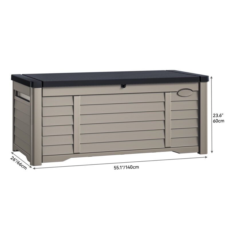 Dextrus Outdoor Waterproof 120 Gallon Resin Deck Box, Black & Brown - Image 3