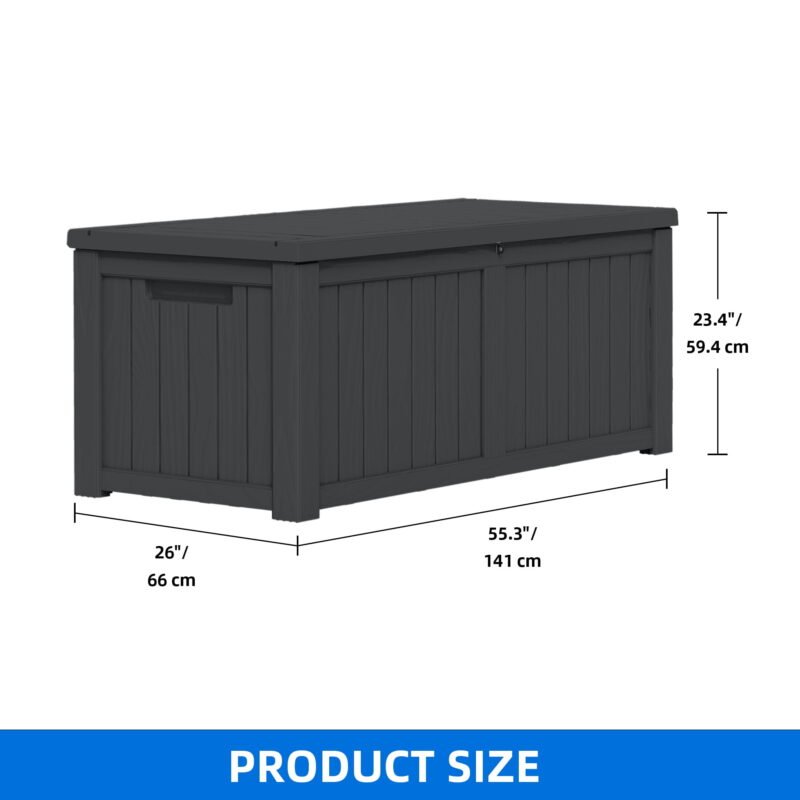 Uforic 120 Gallon Large Resin Deck Box, Outdoor Storage Box, Patio Big Container Box, Waterproof, Lockable, Dark Grey - Image 2