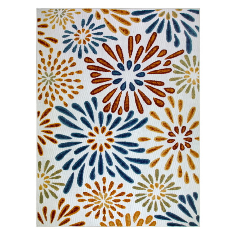 Leick Home Beam Multicolor Flower Rectangle Indoor/Outdoor Area Rug, 5'3" x 7' - Image 4
