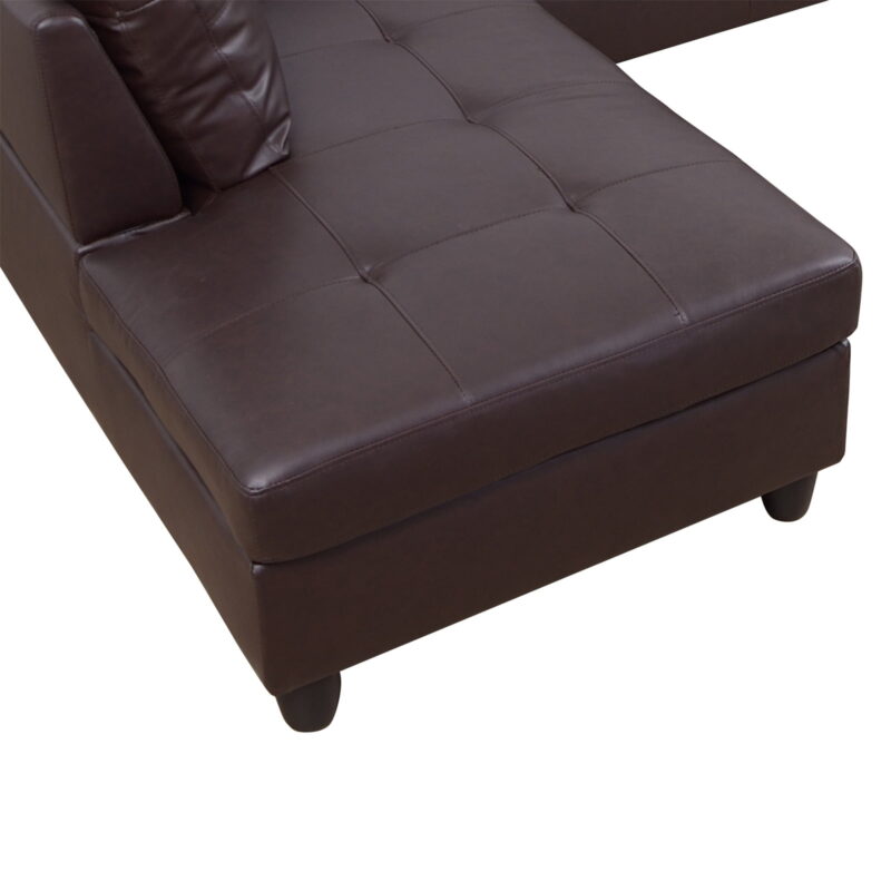 Hommoo Modern Faux Leather Sectional Couch and Sofa Set, L Shaped Sectional Sofa, Living Room Furniture Sets, Brown(No Ottoman) - Image 7