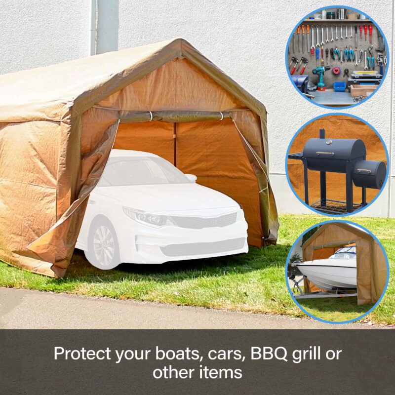 ALEKO Heavy Duty Outdoor Powder Coated Steel with Weatherproof Fabric Canopy Carport Tent, 10x20 feet,  Gray - Image 7