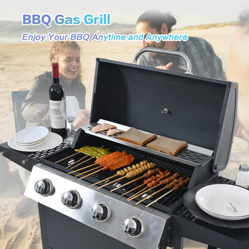 4 Burner Propane Gas Grill, Barbecue Grill , Stainless Steel - Image 7