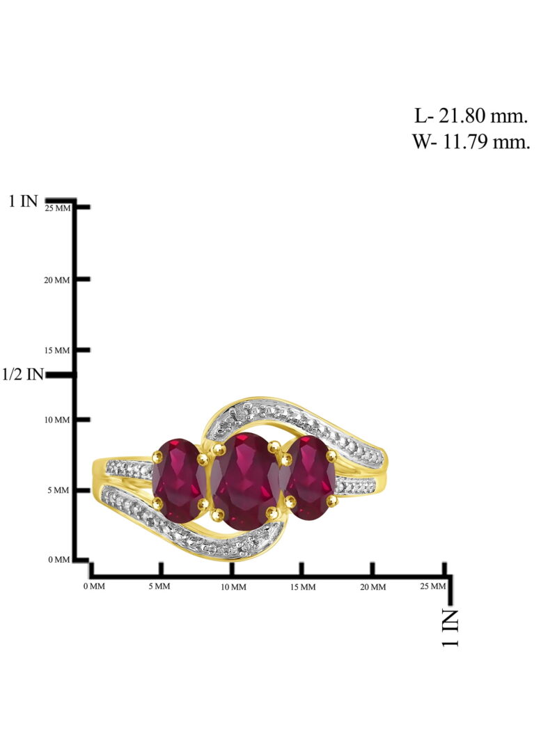 JewelersClub Ruby Ring Birthstone Jewelry – 1.75 Carat Ruby 14K Gold Plated Silver Ring Jewelry with White Diamond Accent – Gemstone Rings with Hypoallergenic 14K Gold Plated Silver Band - Image 2