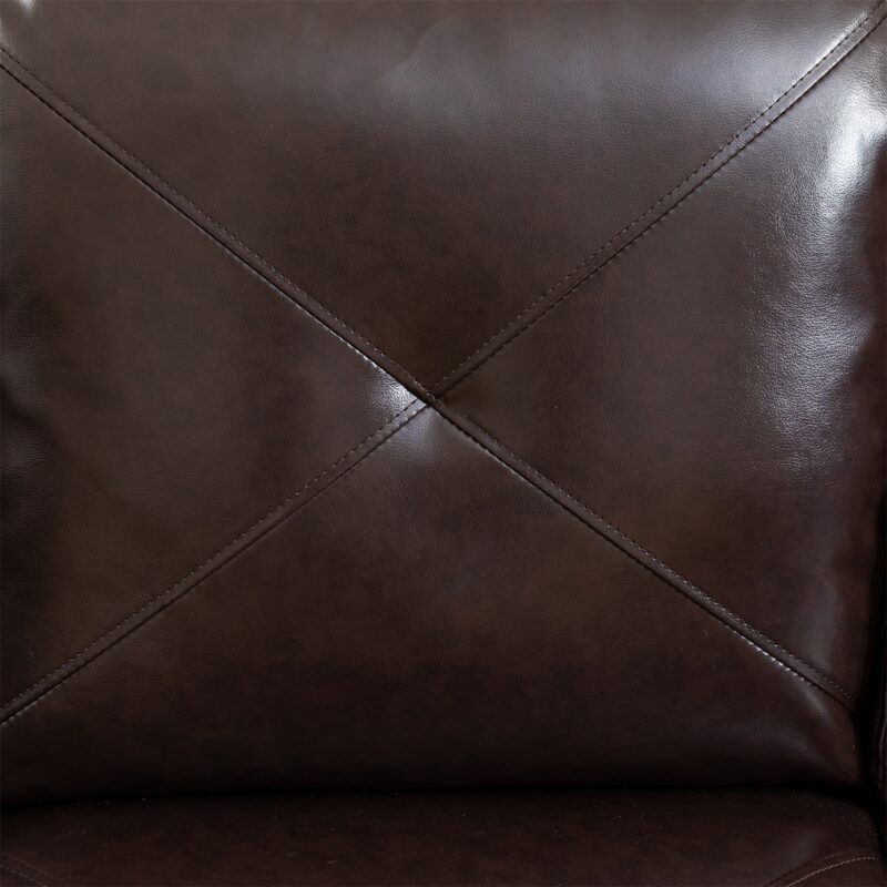 Hommoo Faux Leather Sectional Sofa, 4-Seat L-Shaped Couch, Modern Indoor Living Room Furniture, Apartment, Office, Brown(Without Ottoman) - Image 6