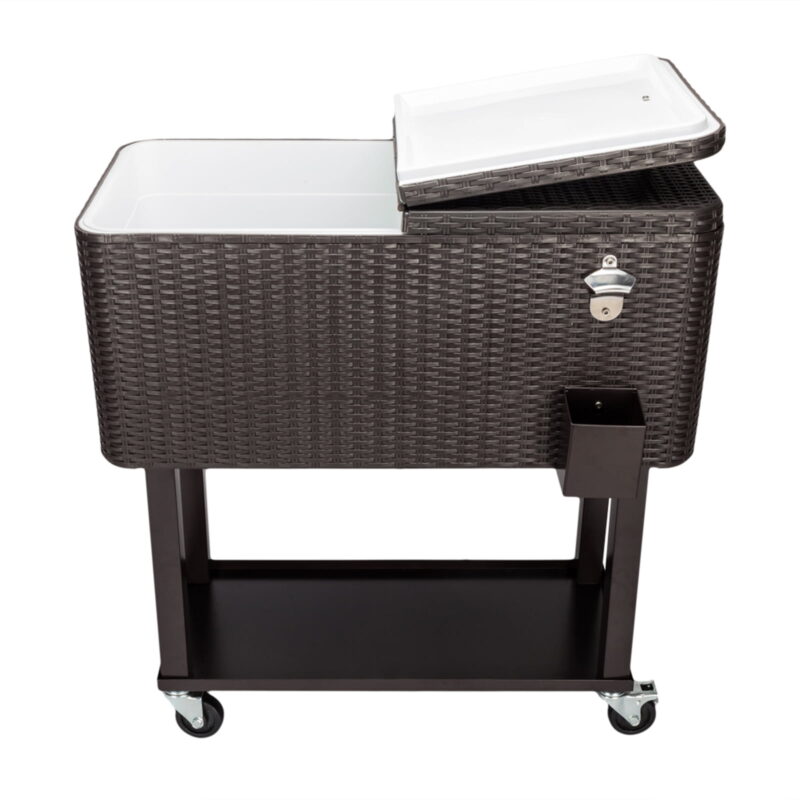 80QT Rattan Square Legs Cooler with Shelf - Image 5