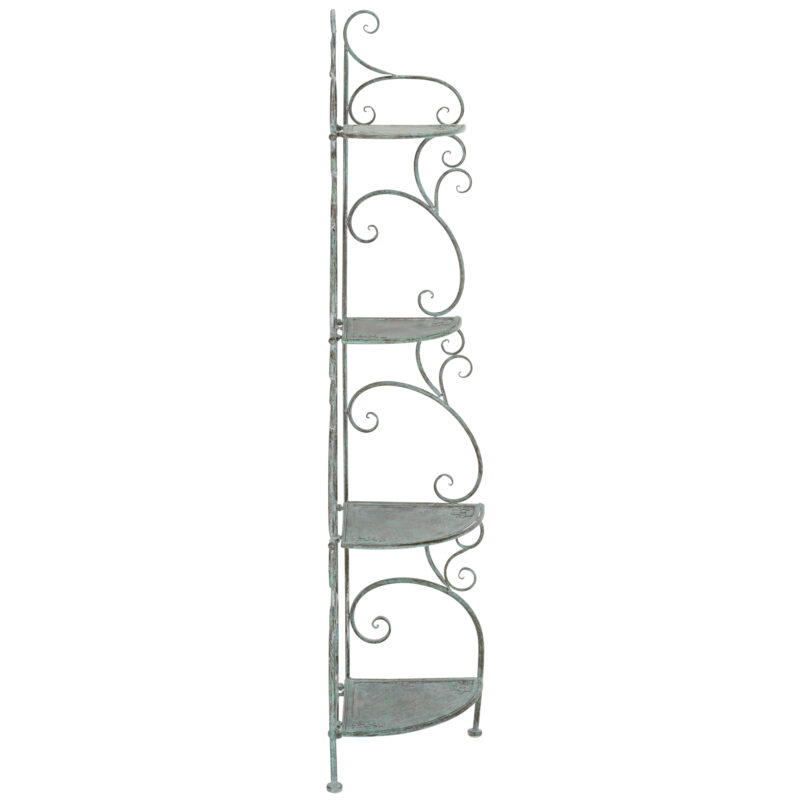 SAFAVIEH Turuca Outdoor Patio 4 Tier Corner Shelf Unit, Antique Green - Image 5