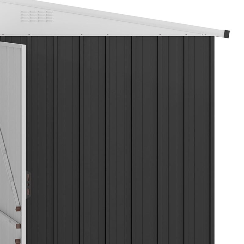 Uforic 8x4 FT Oversized Steel Storage Shed with Ventilation, Lockable Doors, and Sloped Roof for Outdoor, Dark Gray - Image 4