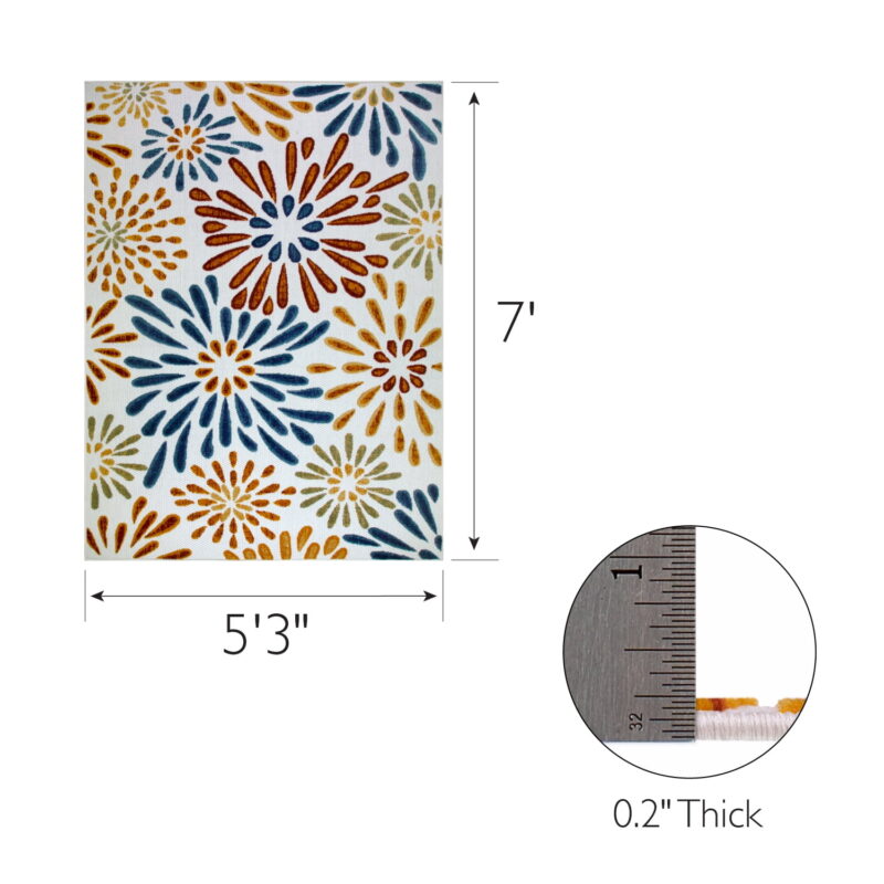 Leick Home Beam Multicolor Flower Rectangle Indoor/Outdoor Area Rug, 5'3" x 7' - Image 3