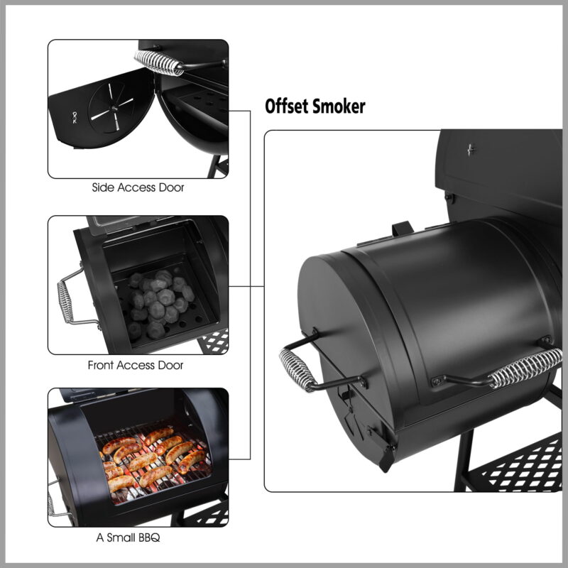 Royal Gourmet CC1830FC 30" Charcoal Grill with Offset Smoker, With Cover - Image 2
