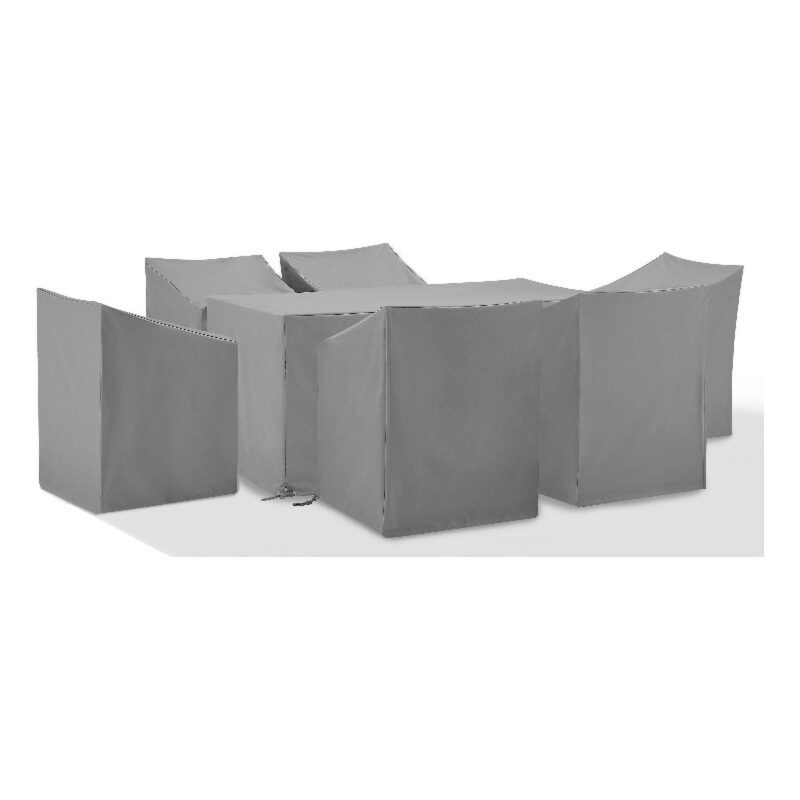 Crosley Furniture 7-Piece Vinyl Outdoor Dining Furniture Cover Set in Gray - Image 4