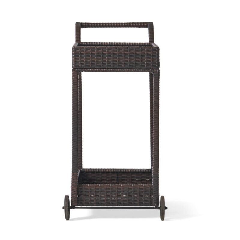 Wicker Brown Bar Cart - Image 4