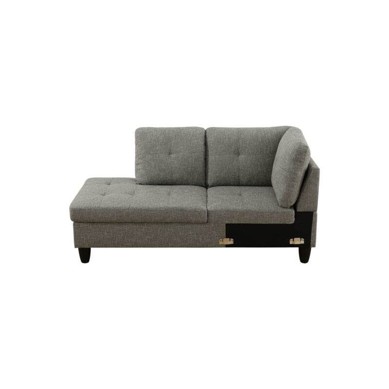 Hommoo Modern Flannel Living Room Furniture Sets Sectional Couches and Sofas, L-Shaped Sectional Couch Sofa, Grey(No Ottoman) - Image 2