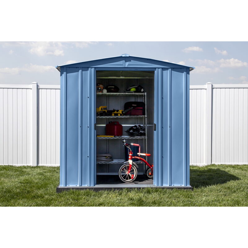 Arrow Classic Steel Storage Shed, 6x5, Blue Grey - Image 3