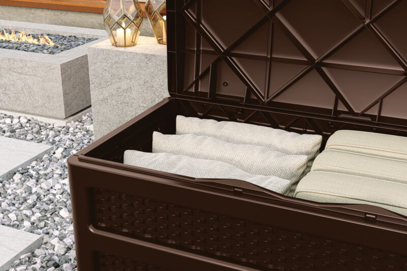Suncast 73-Gal. Weather-Resistant Resin Outdoor Deck Storage Box and Bench, Java - Image 6