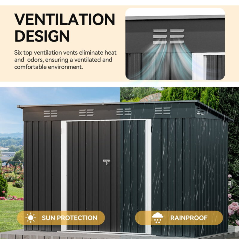 Uforic 9.1' x 4.2' Outdoor Storage Shed, Large Metal Tool Sheds, Heavy Duty Storage House with Lockable Doors & Air Vent - Image 3