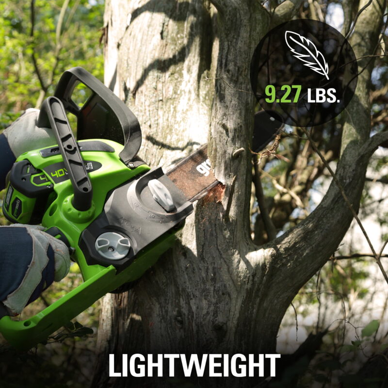Greenworks 40V 12" Cordless Chainsaw with 2.0 Ah Battery & Charger, 20262 - Image 3