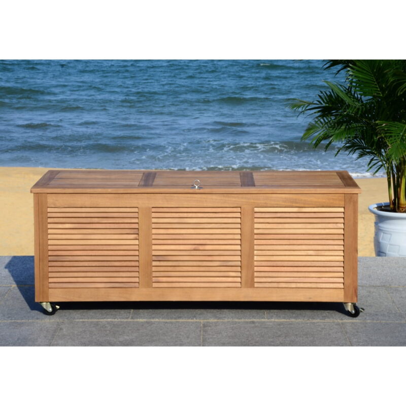 Safavieh Safavieh Outdoor Durable Eucalyptus Frame Wooden Deck Box, Natural - Image 3