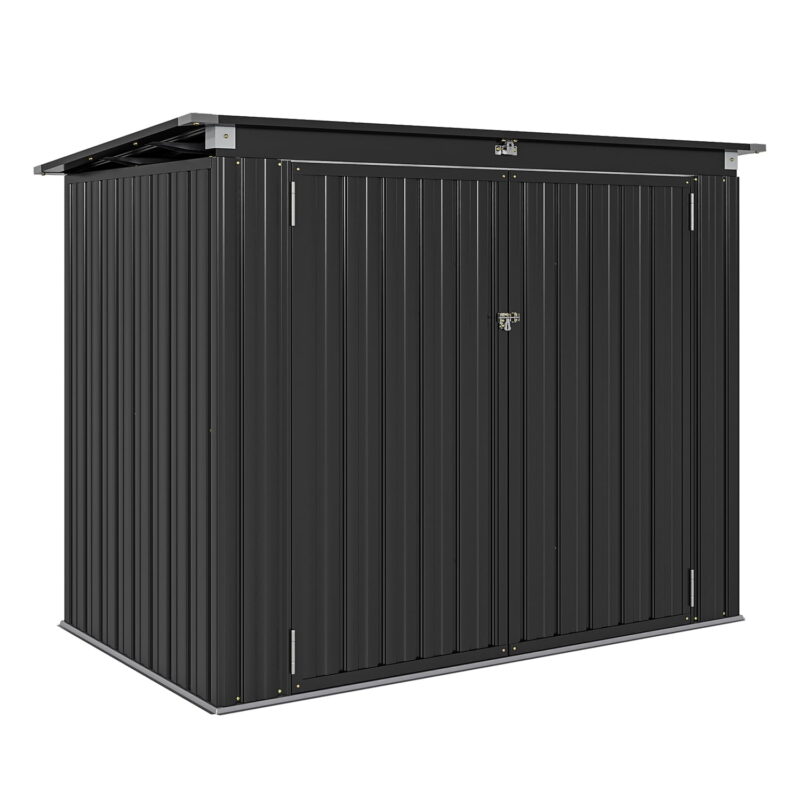 Bapipro 3.3’ x 5.6’ Storage Shed Outdoor Metal Garbage Can Shed with Lockable Doors and Easy Lift Hinges, Black - Image 2