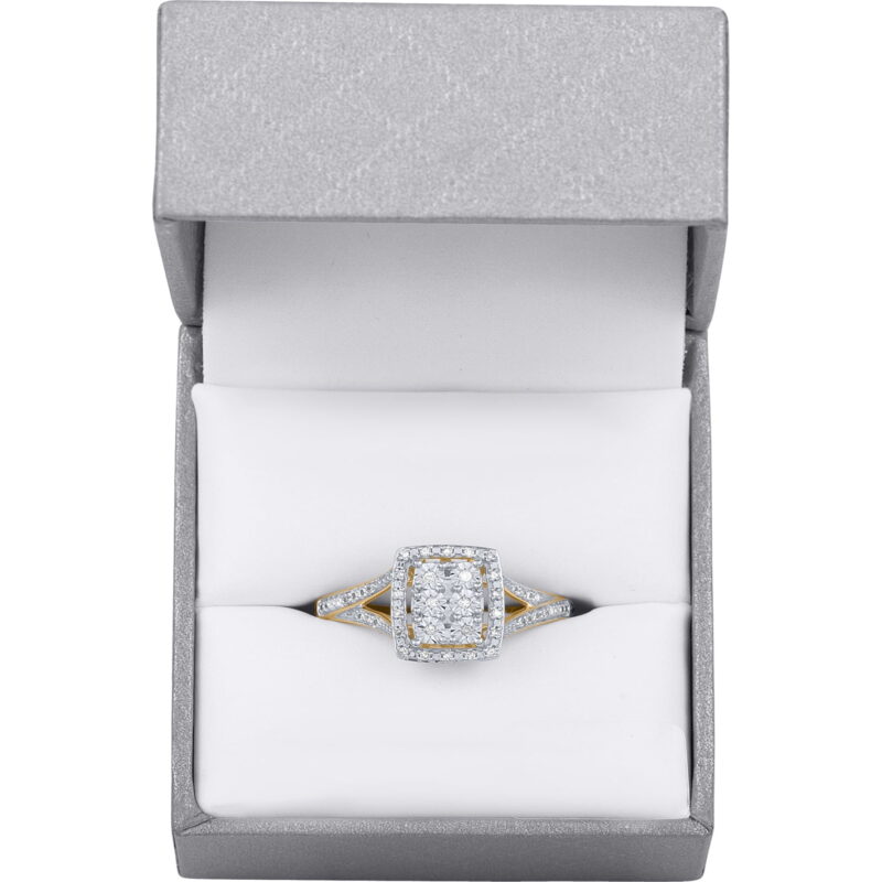 Brilliance Fine Jewelry 1/10 Carat T.W. Diamond Ring in Sterling Silver with 14kt Gold Plating - Image 2