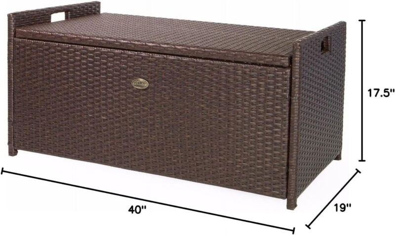 Barton All-Weather Outdoor Patio Deck Box Storage with Cushion Pad Water Resistance, Brown - Image 3