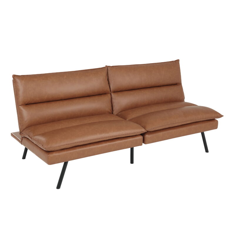 Mainstays Pillow Top 71.25" Futon, Camel Faux Leather - Image 4