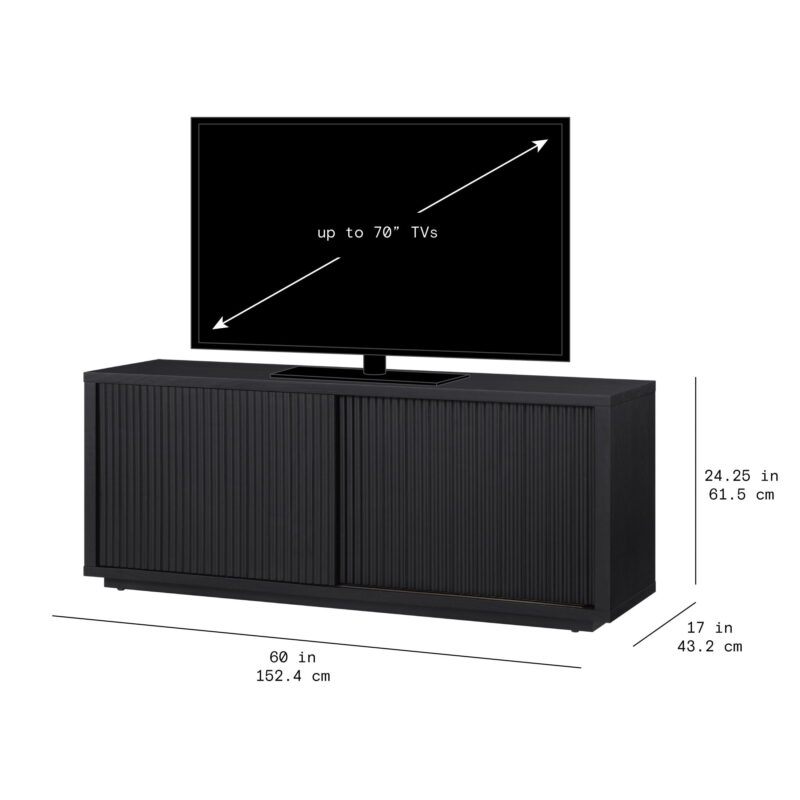 Beautiful Fluted TV Stand for TV’s up to 70” by Drew Barrymore, Rich Black Finish - Image 2
