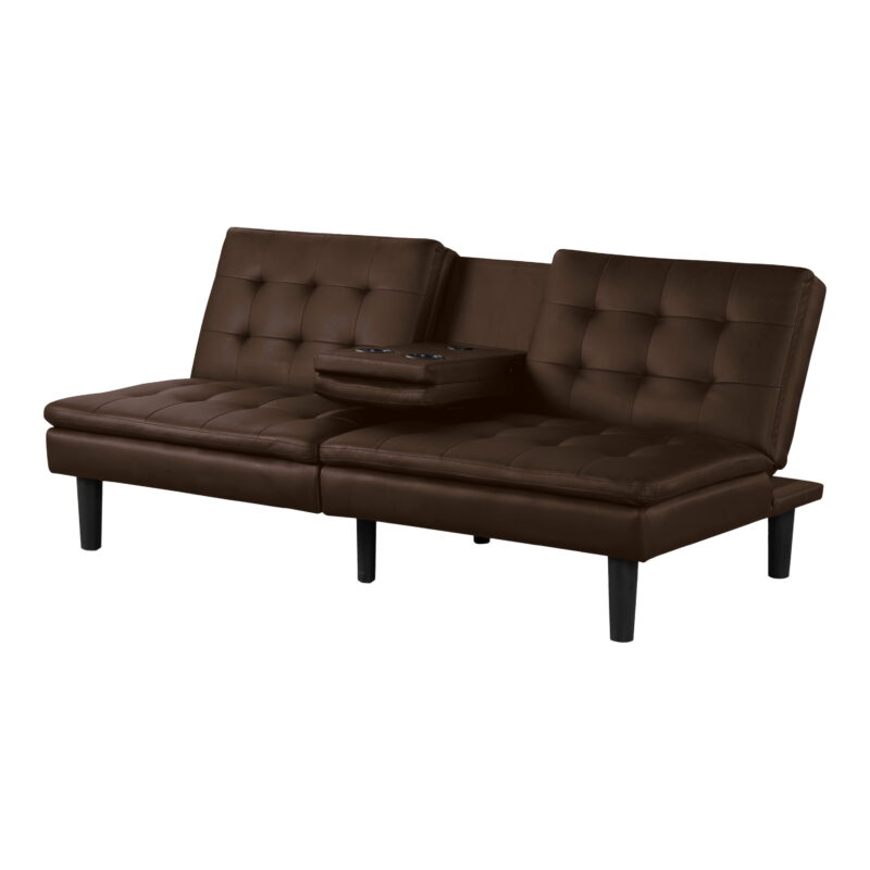 Furniture of America Canu Upholstered Convertible Twin Futon Daybed with USB Port, Brown - Image 3