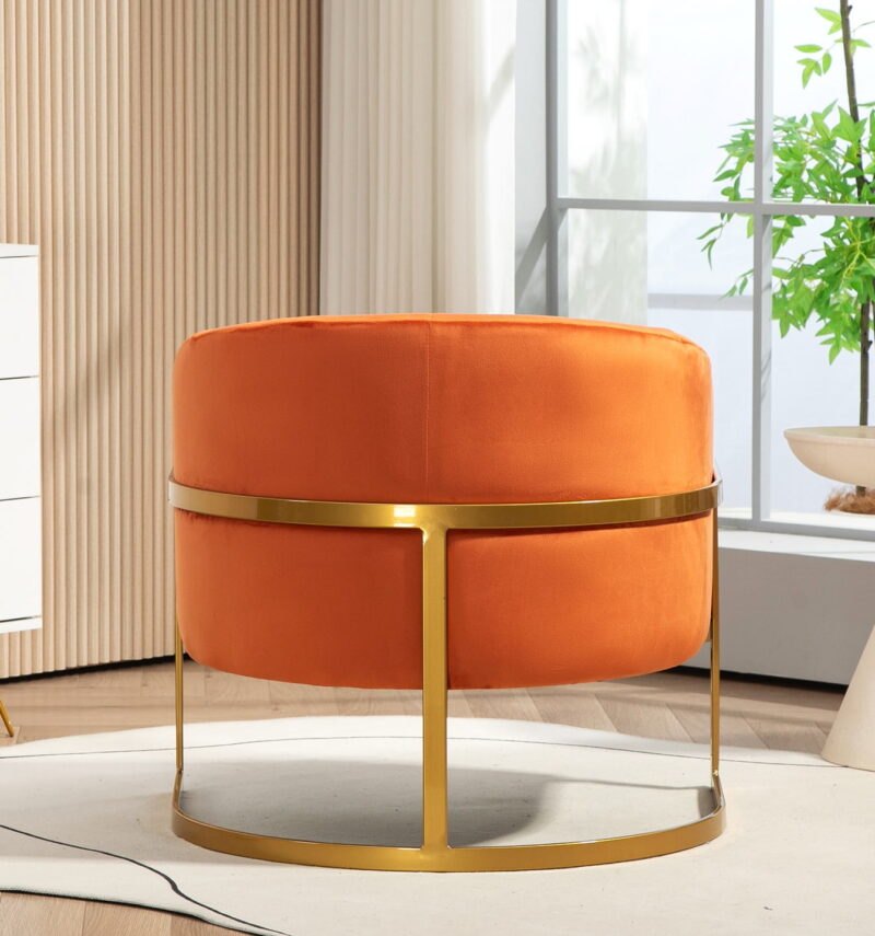 US Pride Furniture Modern Accent Armchair Luxury Gold Frame and Multi-colored Velvet Material Infuse Elegant Flair Red Orange - Image 6