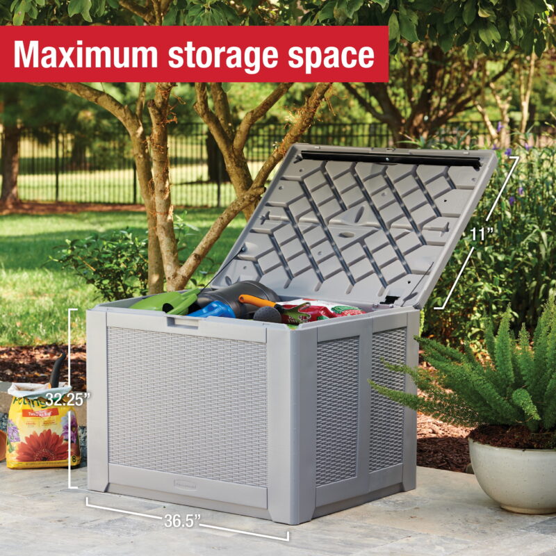 Rubbermaid Deck Box, Medium, 74 Gallon, Light Grey - Image 5