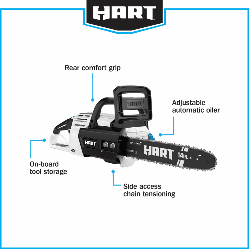 HART 40V Cordless Brushless 14 inch Chainsaw Kit (1) 4.0Ah Lithium-Ion Battery - Image 4