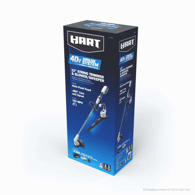 HART 40-Volt Cordless 12-inch String Trimmer and Leaf Blower Combo Kit, (1) 4.0Ah Lithium-Ion Battery - Image 5