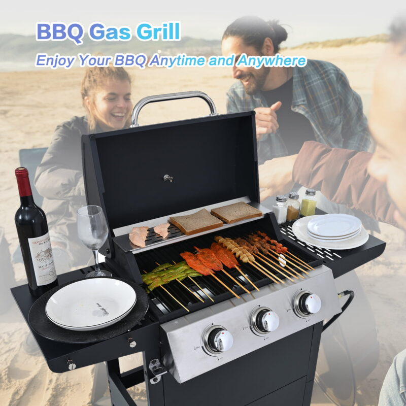 Miniyam 3 Burner Barbecue Grill, 26,000 BTU, Stainless Steel Gas Propane Grill, for BBQ - Image 6