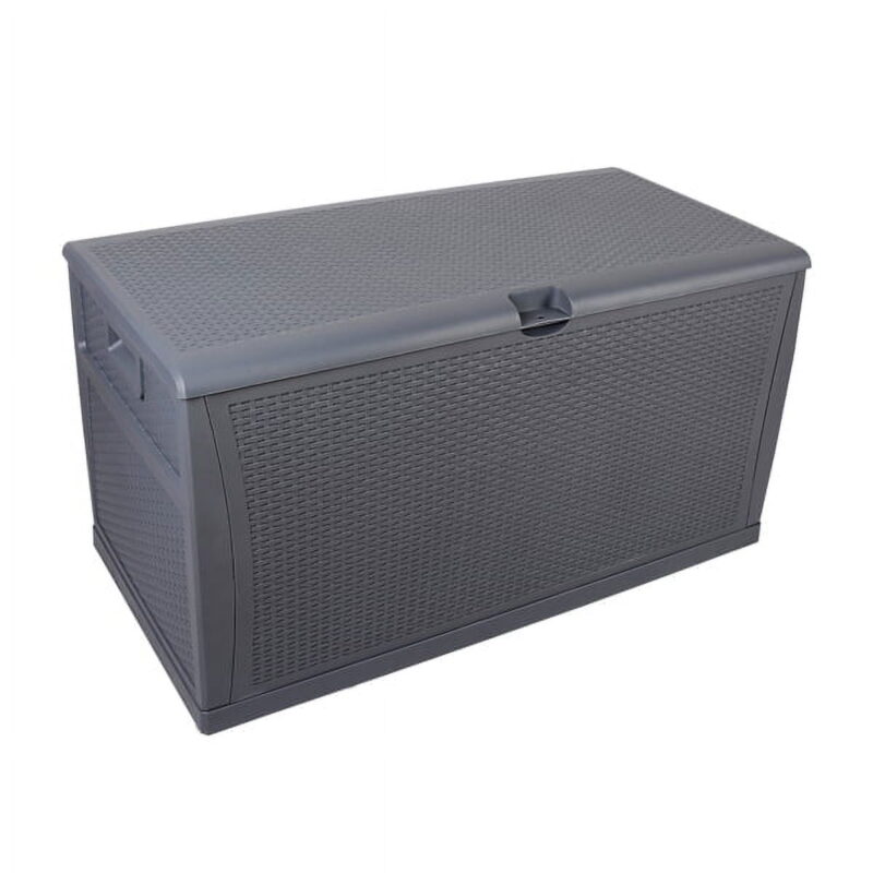 460L Outdoor Garden Plastic Storage Deck Box , Lockable, Waterproof, Dual Function Seat,Gray