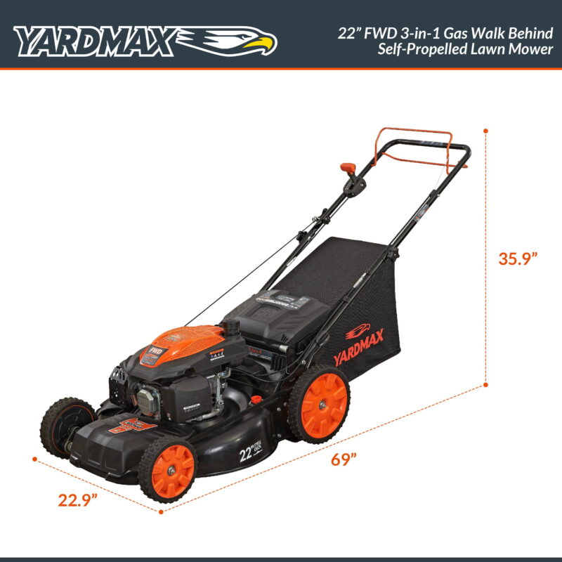Yardmax 22" Self Propelled Lawn Mower with Seven Cutting Heights - Image 3