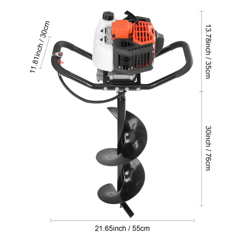 BENTISM Post Hole Digger 52cc Gas Powered Earth Digger 2 Auger Drill Bit 6" & 10" - Image 2