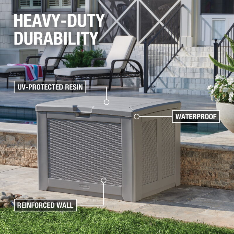 Rubbermaid Deck Box, Medium, 74 Gallon, Light Grey - Image 4