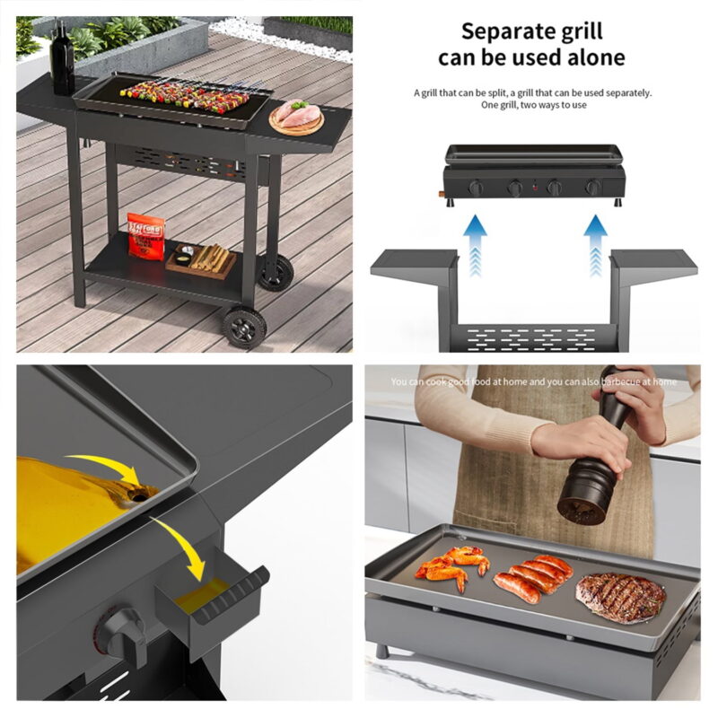 Vebreda 4-Burner 30" Griddle Propane Gas Grill, Black - Image 6
