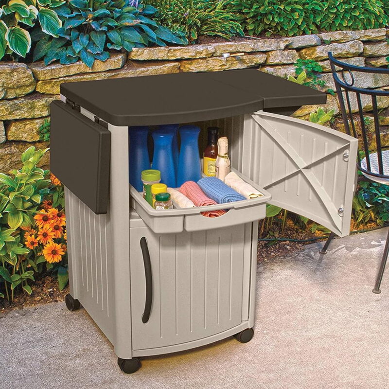 Suncast DCP2000 Portable Outdoor Prep Serving Grill Station Table and Cabinet - Image 2