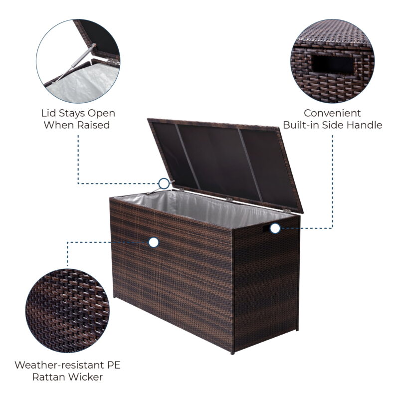 Teamson Home 154-Gallon Outdoor Storage Chest with Handles, Brown - Image 3