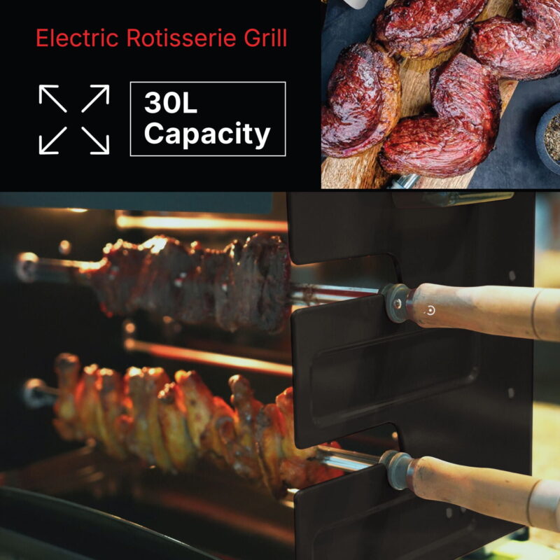 Brazilian Flame 2 Skewer Black Electric Rotisserie Grill with Multi Skewer System - Image 5