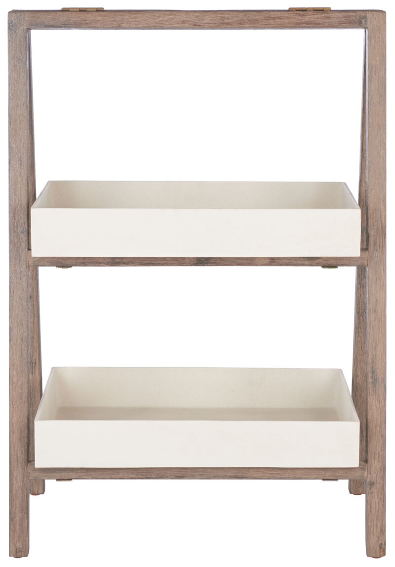 SAFAVIEH Nerri Outdoor Patio Shelf, Dark Walnut/Beige - Image 3