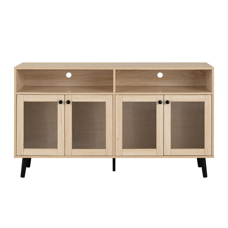 Furniture of America Ronan 4-Door TV Stand for TVs up to 56" with Cable Management, Natural - Image 6