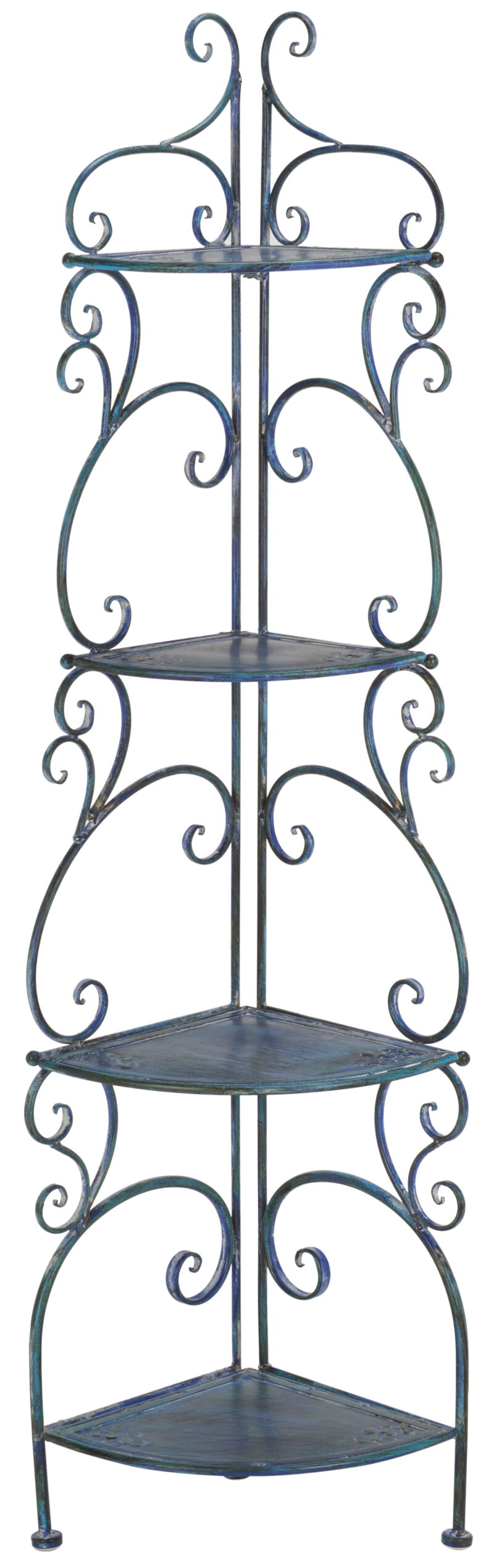 SAFAVIEH Turuca Outdoor Patio 4 Tier Corner Shelf Unit, Mossy Blue - Image 2
