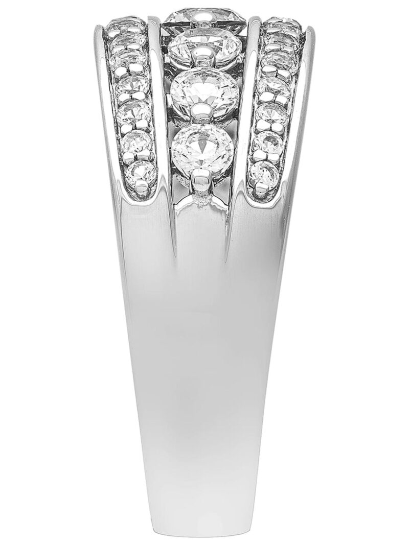 1 1/2 Carat TGW Created White Sapphire Women's "Opulent Gem" Anniversary Band in Sterling Silver - Image 4