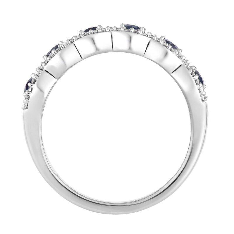 10k White Gold Sapphire & 1/4 Carat T.W. Diamond 6-Stone Ring - Image 3
