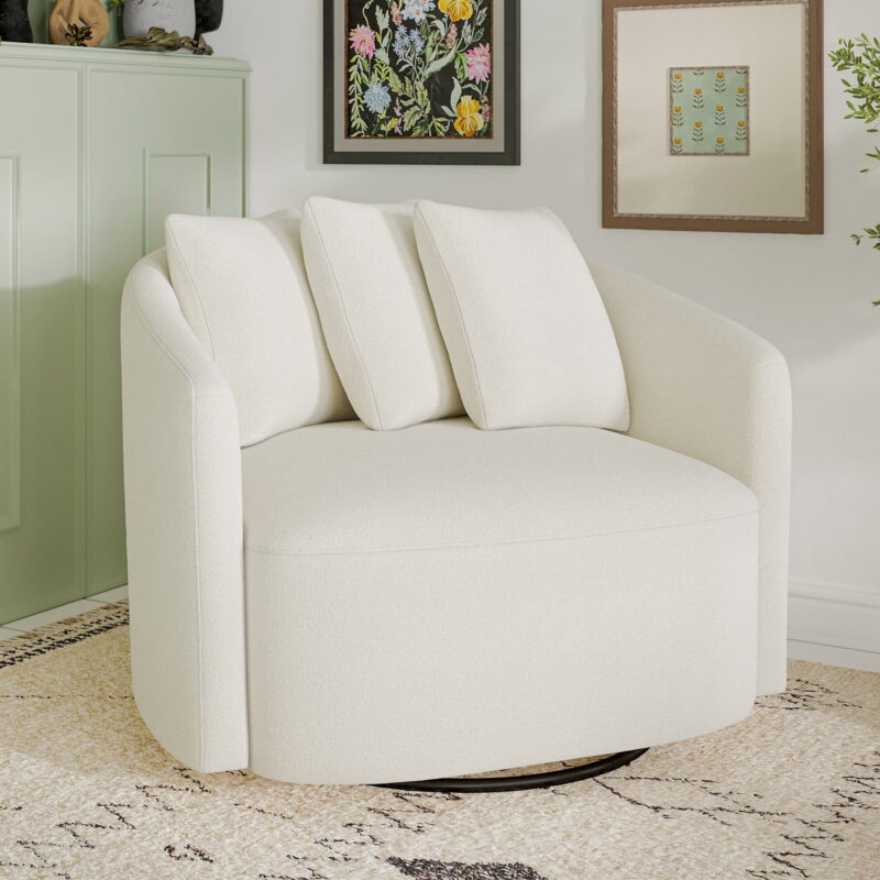 Beautiful Drew Accent Chair by Drew Barrymore, Cream Boucle - Image 5