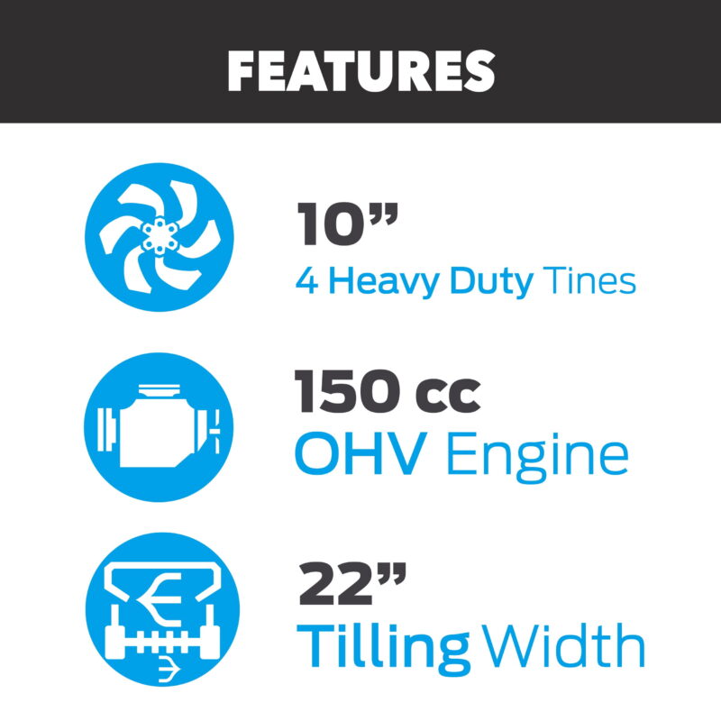 Pulsar 22" Gasoline Powered Front Tine Tiller - Image 3