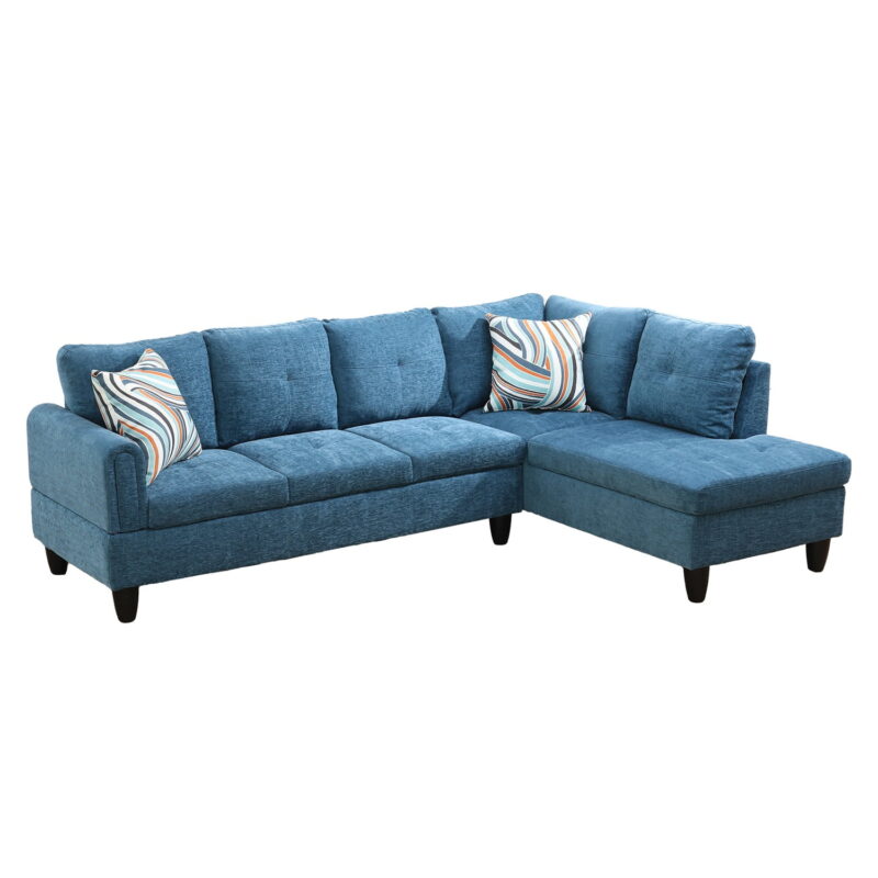 Hommoo Flannel Living Room Furniture Sets, 4-Seat Couches and Sofa Set, L Shaped Couch Set Sectional Sofa Set for Home, Apartment, Dorm, Blue(No Ottoman) - Image 6