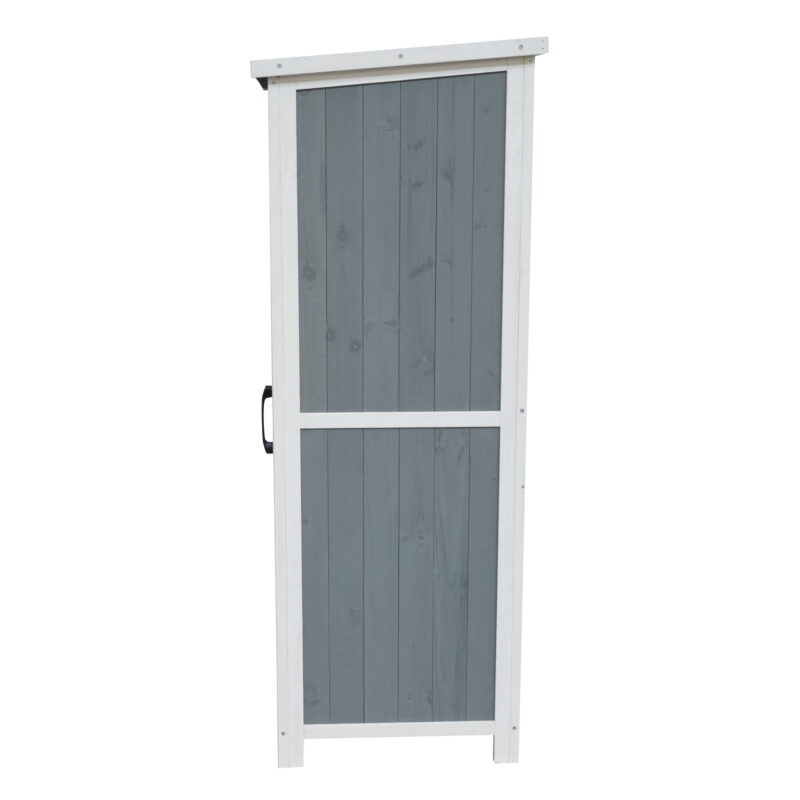 Christopher Knight Home Wood Outdoor Storage Shed with 5 Customizable Compartments, and Sloped Roof, Gray and White - Image 5